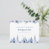 Elegante Snowflakes WinterWedding Danke Postkarte (Stehend Vorderseite)