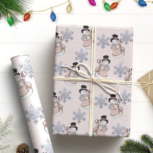 Elegante Snowman & Glitzer Snowflake Weihnachten Geschenkpapier