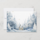 Elegante Snowy Landschaft Winter Trendy Wedding RSVP Karte (Vorderseite)