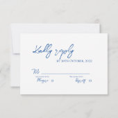 Elegante Snowy Landschaft Winter Trendy Wedding RSVP Karte (Rückseite)