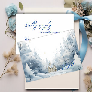 Elegante Snowy Landschaft Winter Trendy Wedding RSVP Karte
