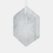 Elegante Snowy Snowflake Weihnachten Ornament Aus Glas (Vorderseite Links)
