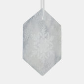 Elegante Snowy Snowflake Weihnachten Ornament Aus Glas (Vorderseite Rechts)
