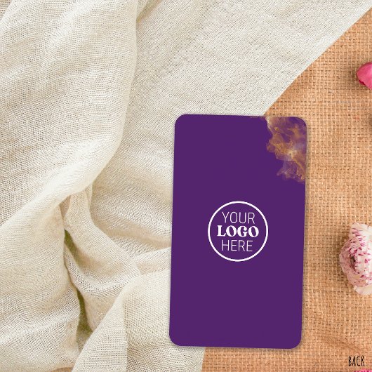 Elegante Social Media Lila QR Code Gold Scissors Visitenkarte