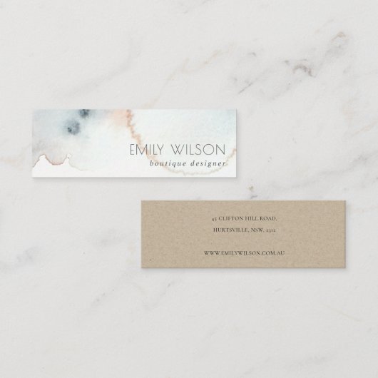 Elegante Soft Aqua Blue Gold Aqua Mini Visitenkarte (Vorne/Hinten)