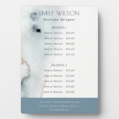 Elegante Soft Aqua Blue Gold Beachy Service Preis Fotoplatte (Vorderseite)