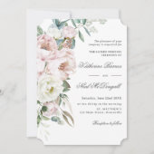 Elegante Soft Blush Ivory Peonies Bloral Wedding Einladung (Vorderseite)