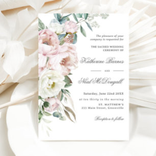 Elegante Soft Blush Ivory Peonies Bloral Wedding Einladung