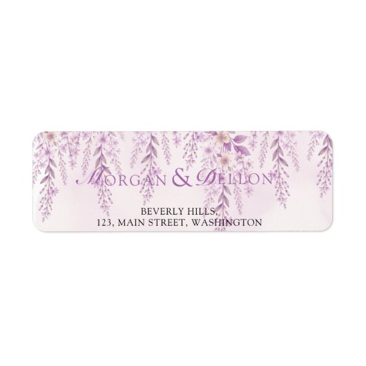 Elegante Soft Blush Lavendel Blumen Hochzeitsadres (Vorne)
