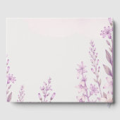 Elegante Soft Blush Lavendel Blumenhochzeit Gästebuch (Rückseite)