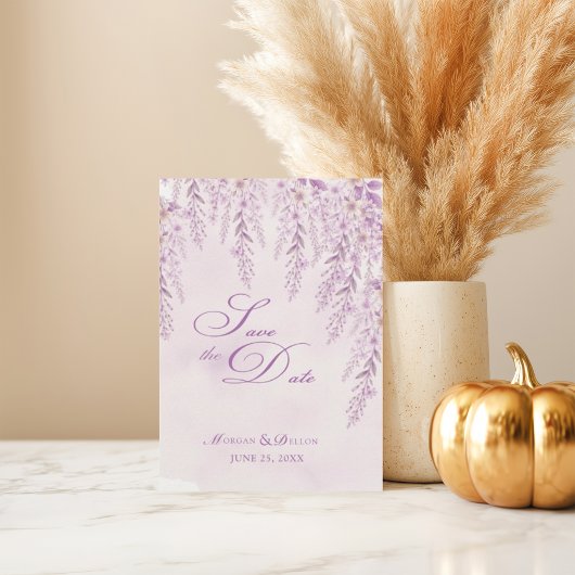 Elegante Soft Blush Lavendel Blumenhochzeit Save The Date