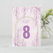 Elegante Soft Blush Lavendel Hochzeit Tischnummer (Stehend Vorderseite)