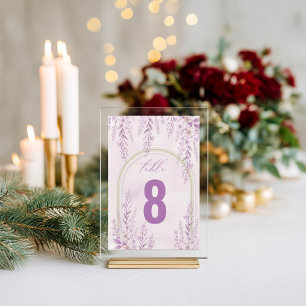 Elegante Soft Blush Lavendel Hochzeit Tischnummer