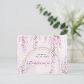 Elegante Soft Blush Lavendel Hochzeitsbrautjungfer Postkarte (Stehend Vorderseite)