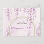Elegante Soft Blush Lavendel Hochzeitsbrautjungfer Postkarte (Vorderseite)