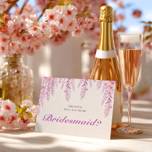 Elegante Soft Blush Lavendel Hochzeitsbrautjungfer Postkarte