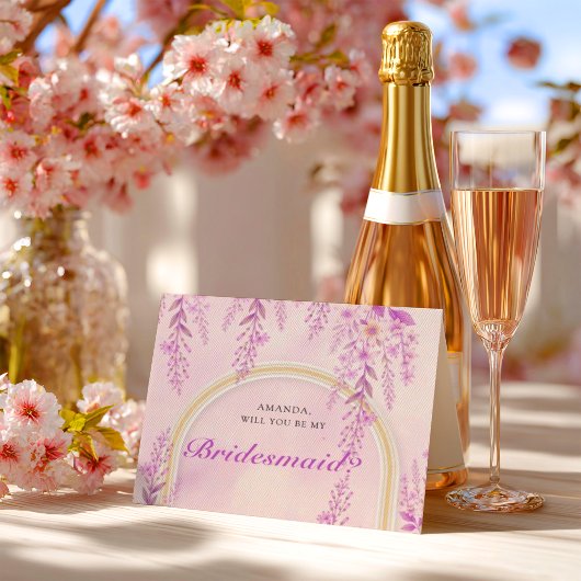 Elegante Soft Blush Lavendel Hochzeitsbrautjungfer Postkarte