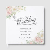 Elegante Soft Blush Rosen Hochzeit Gästebuch (Vorderseite)