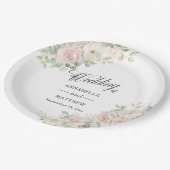 Elegante Soft Blush Rosen Hochzeit Pappteller (Schrägansicht)