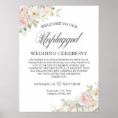 Elegante Soft Blush Rosen Unplugged Hochzeit Poster (Vorne)