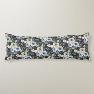Elegante Soft Dusty Blue Watercolor Florals für Seitenschläferkissen