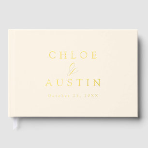 Elegante Soft Ivory and Gold Calligraphy Wedding Gästebuch