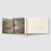 Elegante Soft Ivory and Gold Calligraphy Wedding Gästebuch (Voll)