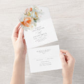 Elegante Soft Light Rose Blume Boho Wedding All In One Einladung (Abreißen)