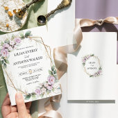 Elegante Soft Mauve Floral Gold Geometric Wedding Einladung