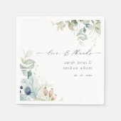 Elegante Soft Pastel Blue Green Foliage Hochzeit Serviette (Vorderseite)