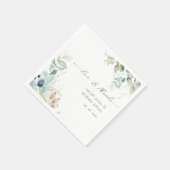 Elegante Soft Pastel Blue Green Foliage Hochzeit Serviette (Ecke)