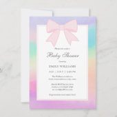 Elegante Soft Pastel Pink Bow Girl Babydusche Einladung (Vorderseite)