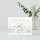 Elegante Soft Pastel Wildblume Boho Save the Date Postkarte (Stehend Vorderseite)