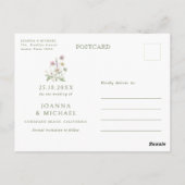 Elegante Soft Pastel Wildblume Boho Save the Date Postkarte (Rückseite)