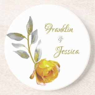 Elegante Soft Peace Rose Grün & Goldmedaille Hochz Getränkeuntersetzer