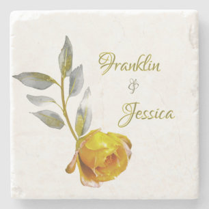 Elegante Soft Peace Rose Grün & Goldmedaille Hochz Steinuntersetzer
