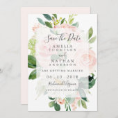 Elegante Soft Peach Bloom Hochzeit speichern das D Einladung (Vorne/Hinten)