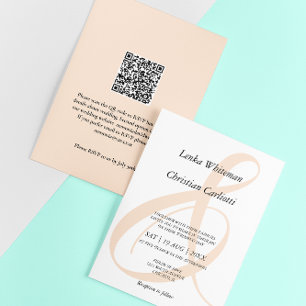 Elegante Soft-Pfirsich-Et-Zeichen-QR-Code-Hochzeit Einladung
