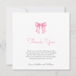 Elegante Soft Pink Bow Baby Dusche Dankeskarte