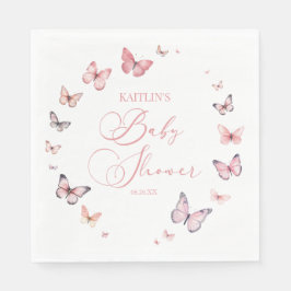 Elegante Soft Pink Butterfly Babydusche Serviette