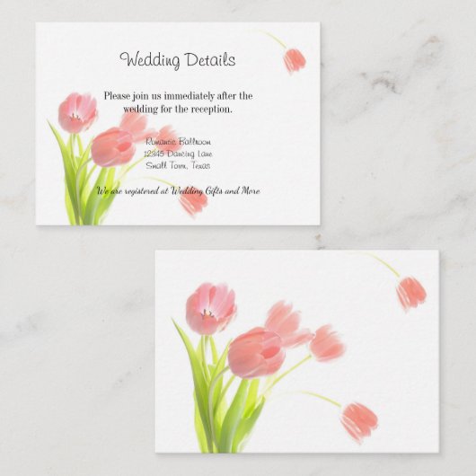 Elegante Soft Pink Tulips Begleitkarte (Vorne/Hinten)