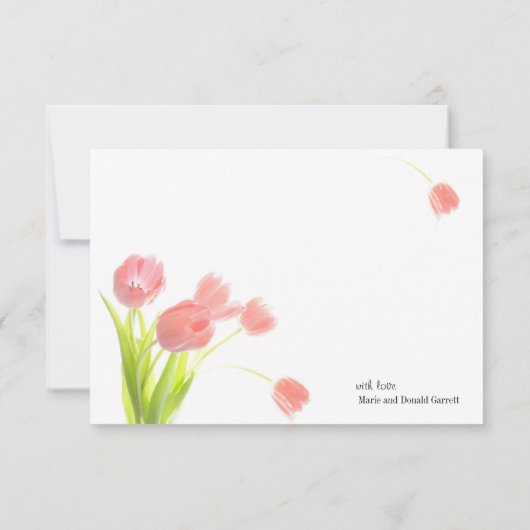 Elegante Soft Pink Tulips Dankeskarte (Rückseite)