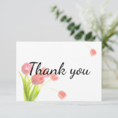 Elegante Soft Pink Tulips Dankeskarte (Stehend Vorderseite)