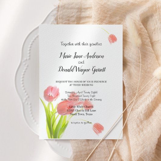 Elegante Soft Pink Tulips Einladung