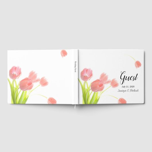 Elegante Soft Pink Tulips Gästebuch (Voll)