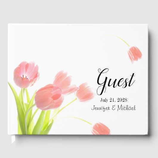Elegante Soft Pink Tulips Gästebuch (Vorderseite)