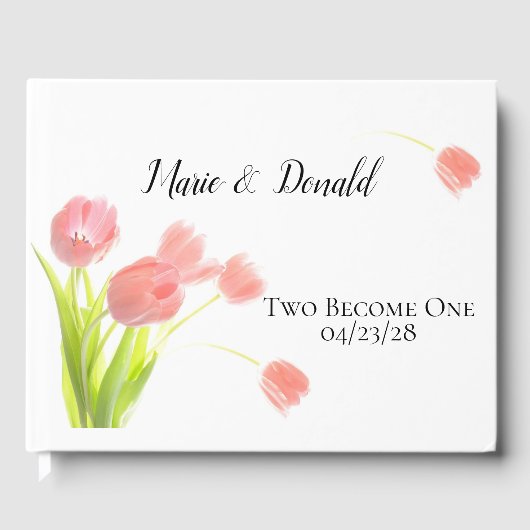 Elegante Soft Pink Tulips Gästebuch (Vorderseite)