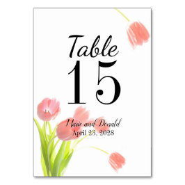 Elegante Soft Pink Tulips Tischnummer