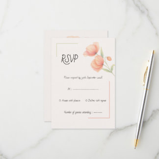 Elegante Soft Sage Grün und Pfirsich Blumen Hochze RSVP Karte