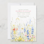 Elegante Soft Wildblumen Naturgarten Hochzeit Einladung (Vorderseite)
